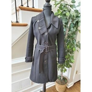 Pepita Women's Black Stylish Long Sleeve Buttons Casual Long Coat Size X-Large